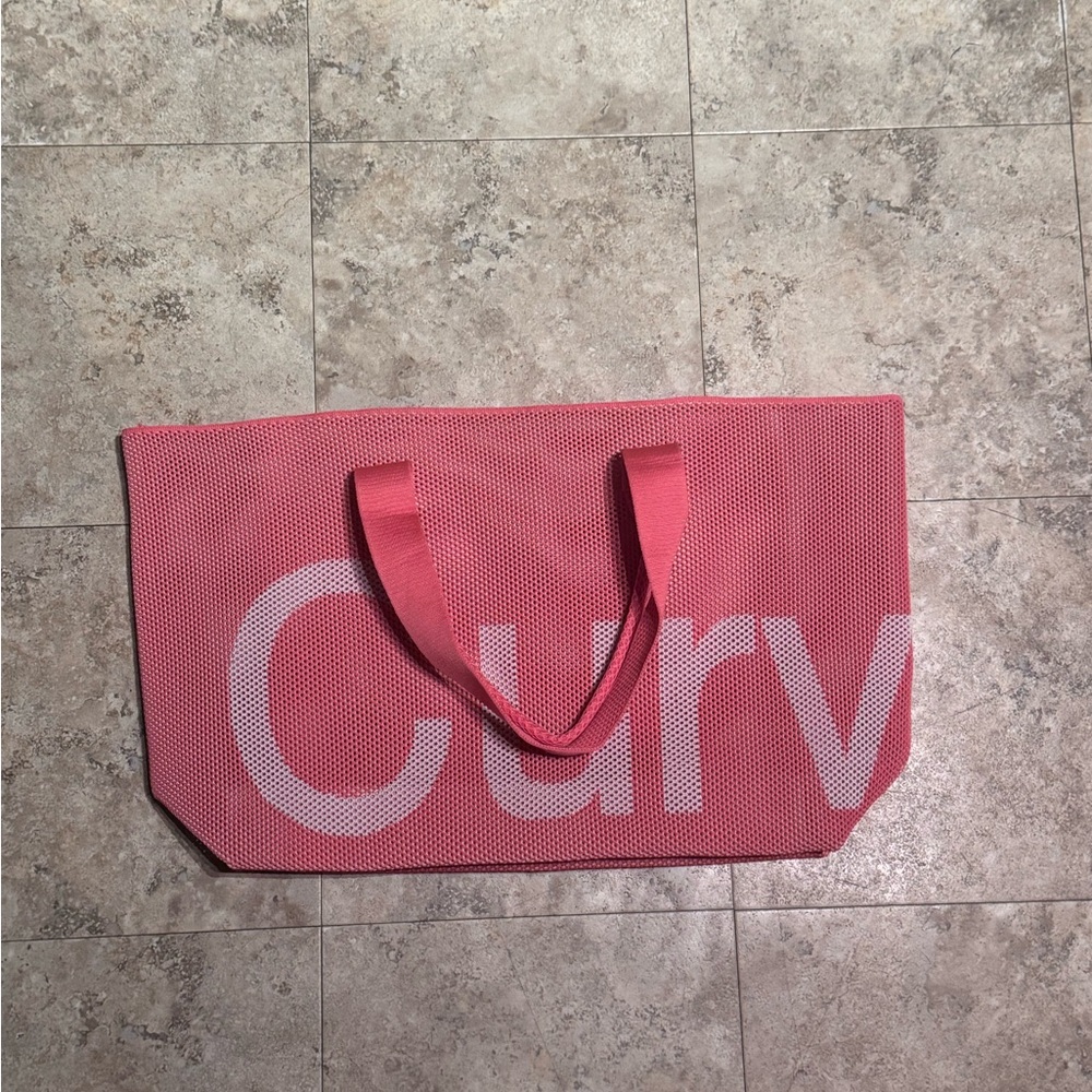 Pink Canvas Tote Bag with Large Script